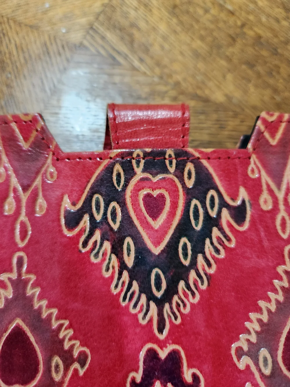 Brighton Vintage Red Tooled Leather Ipad/tablet Sleeve 10.5inch By 9 Inch
